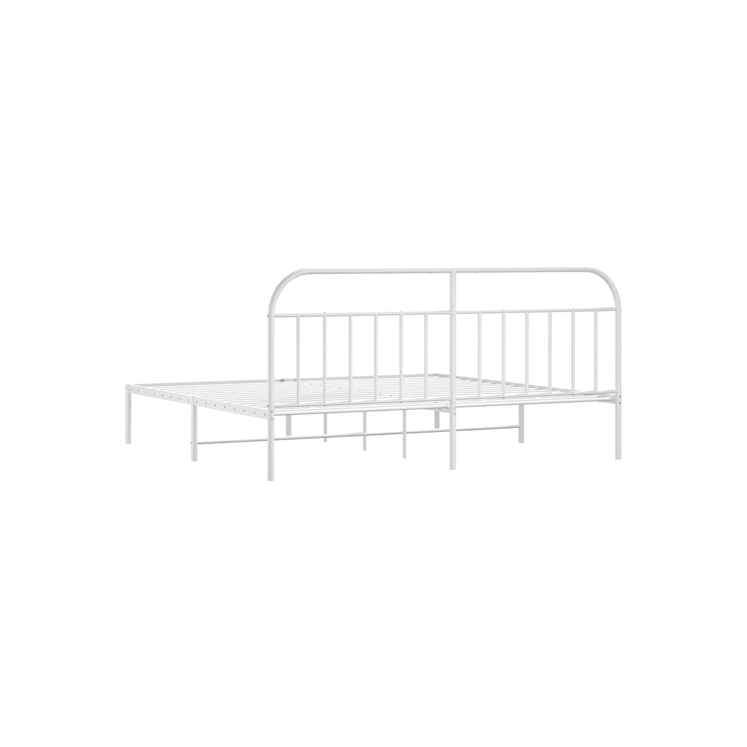 vidaXL 12" White King Size Metal Bed Frame with Headboard No Mattress