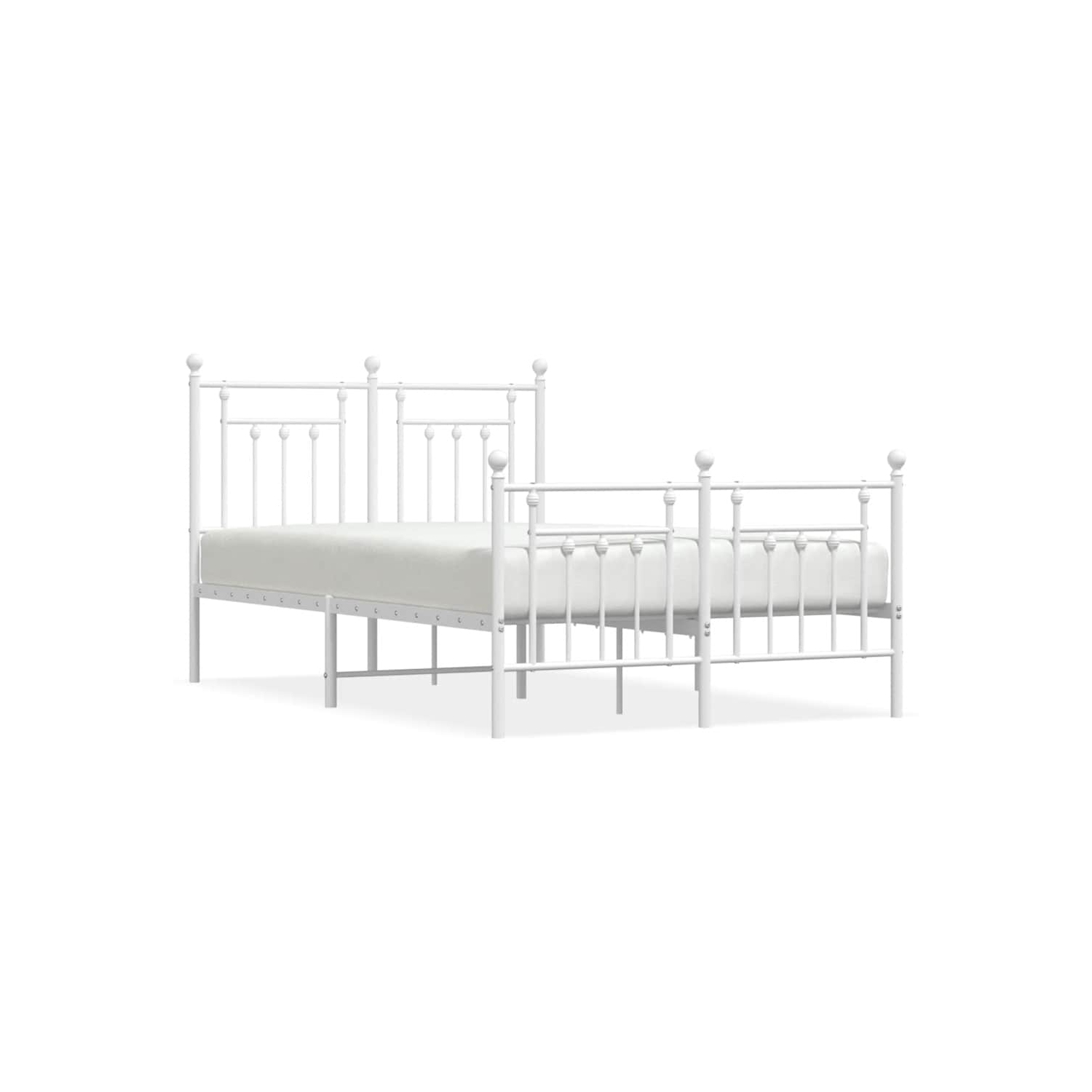 vidaXL 12" White Full Size Metal Bed Frame with Headboard & Footboard No Mattress