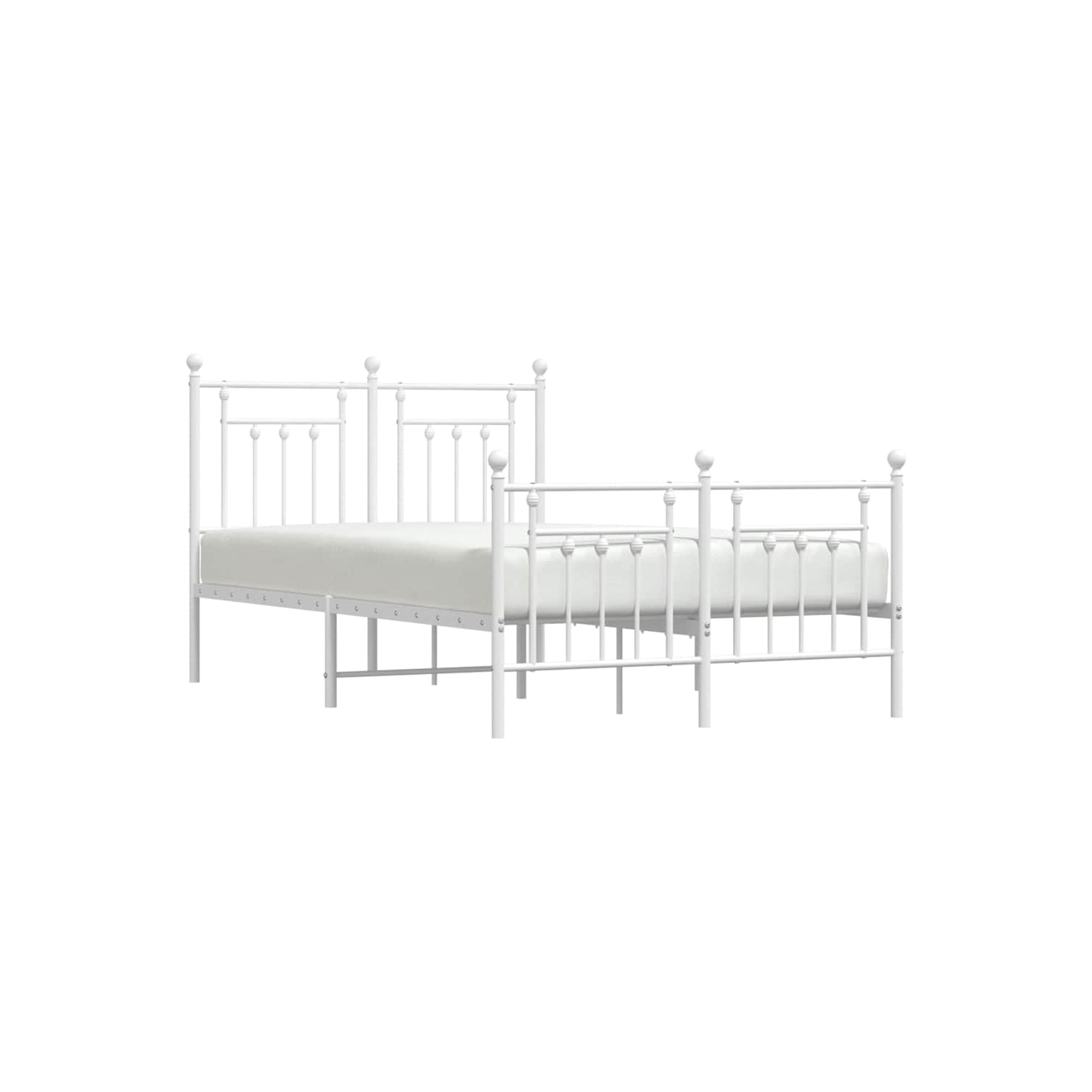 vidaXL 12" White Full Size Metal Bed Frame with Headboard & Footboard No Mattress