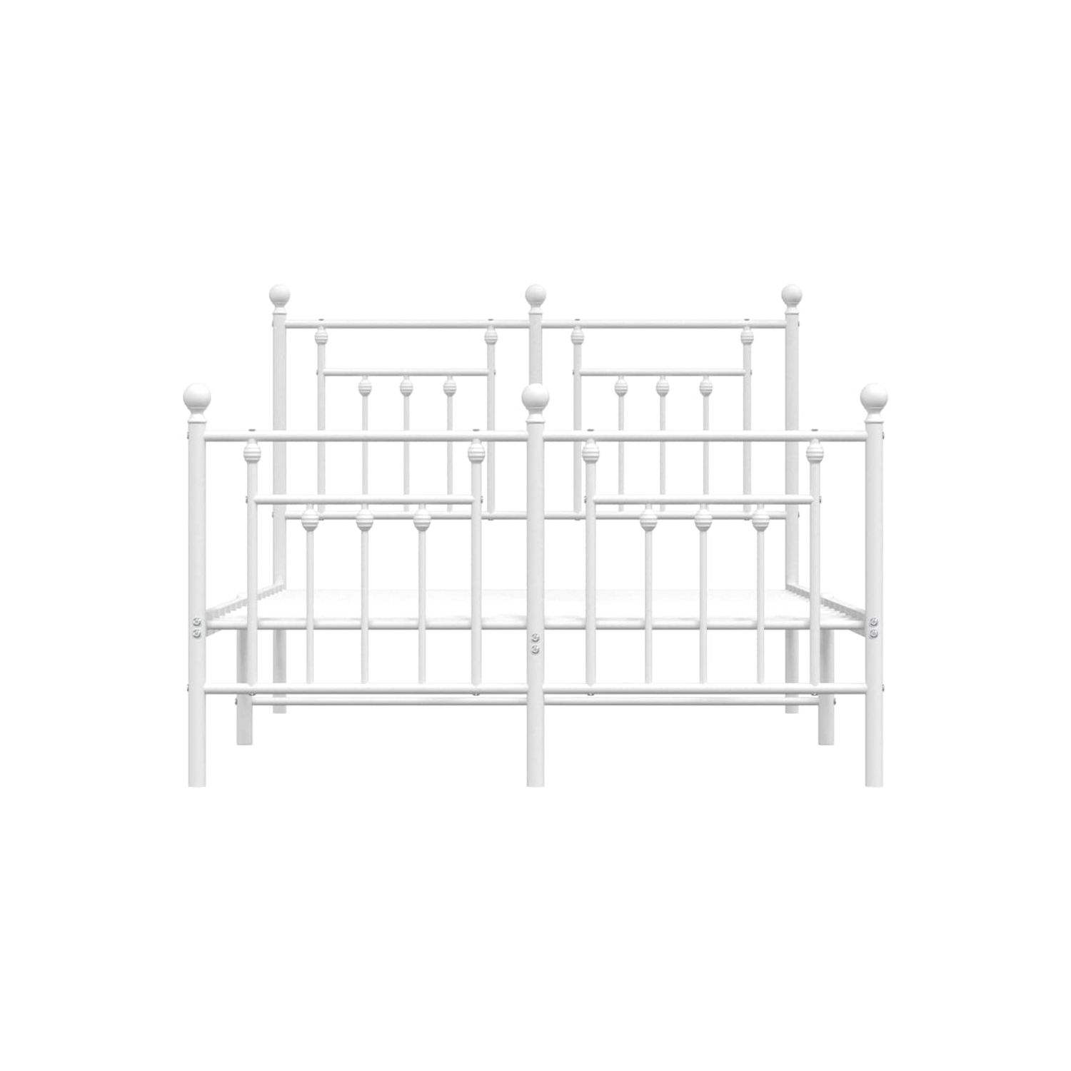 vidaXL 12" White Full Size Metal Bed Frame with Headboard & Footboard No Mattress