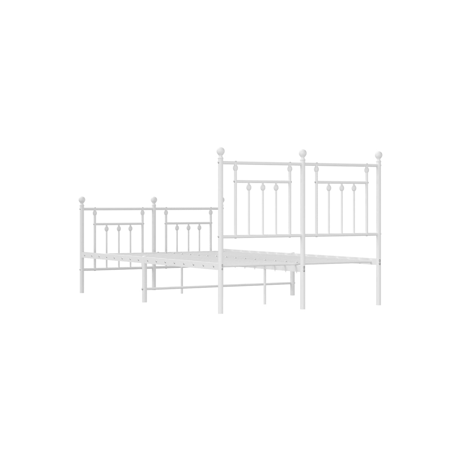 vidaXL 12" White Full Size Metal Bed Frame with Headboard & Footboard No Mattress