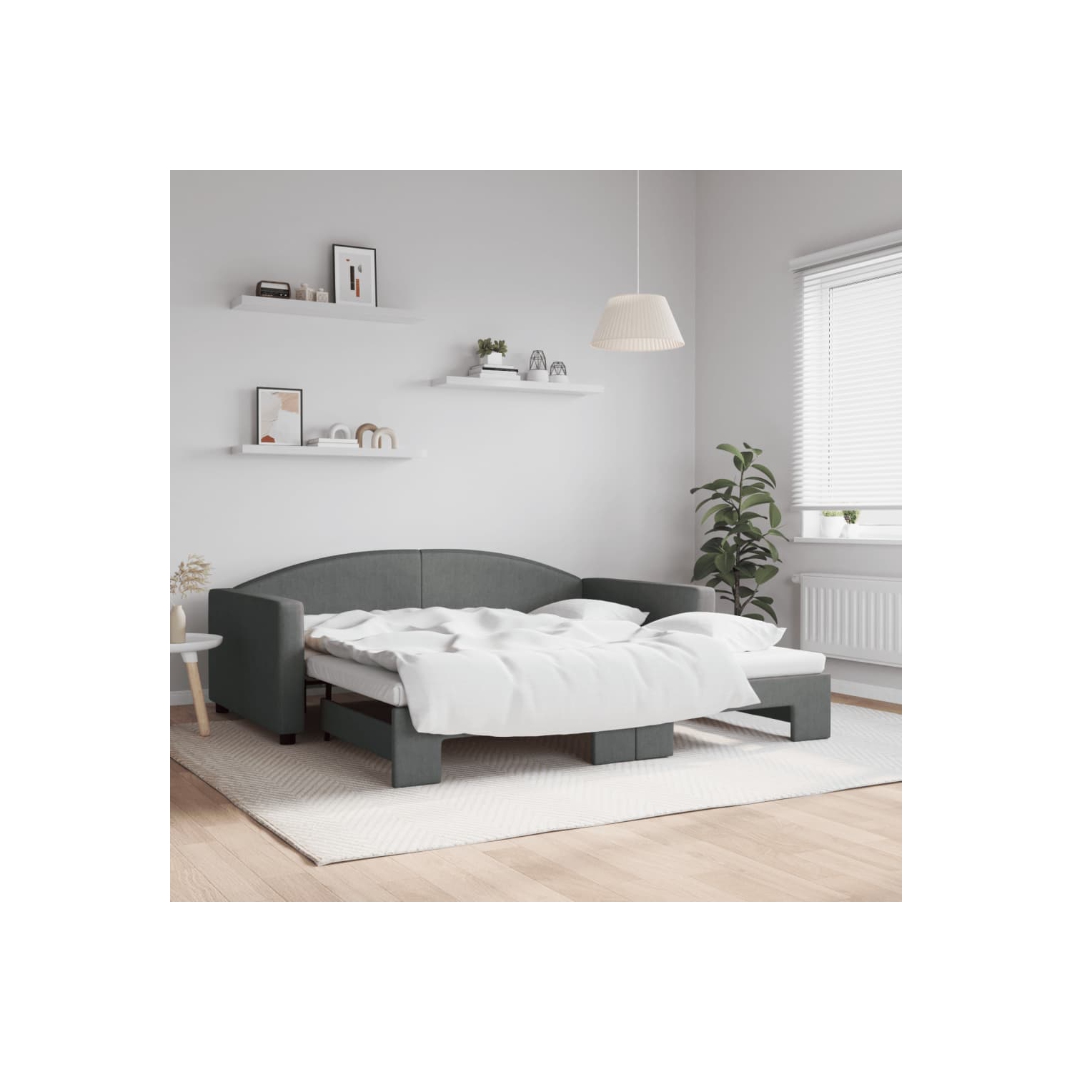 vidaXL Daybed with Trundle without Mattress Dark Grey 100x190 cm