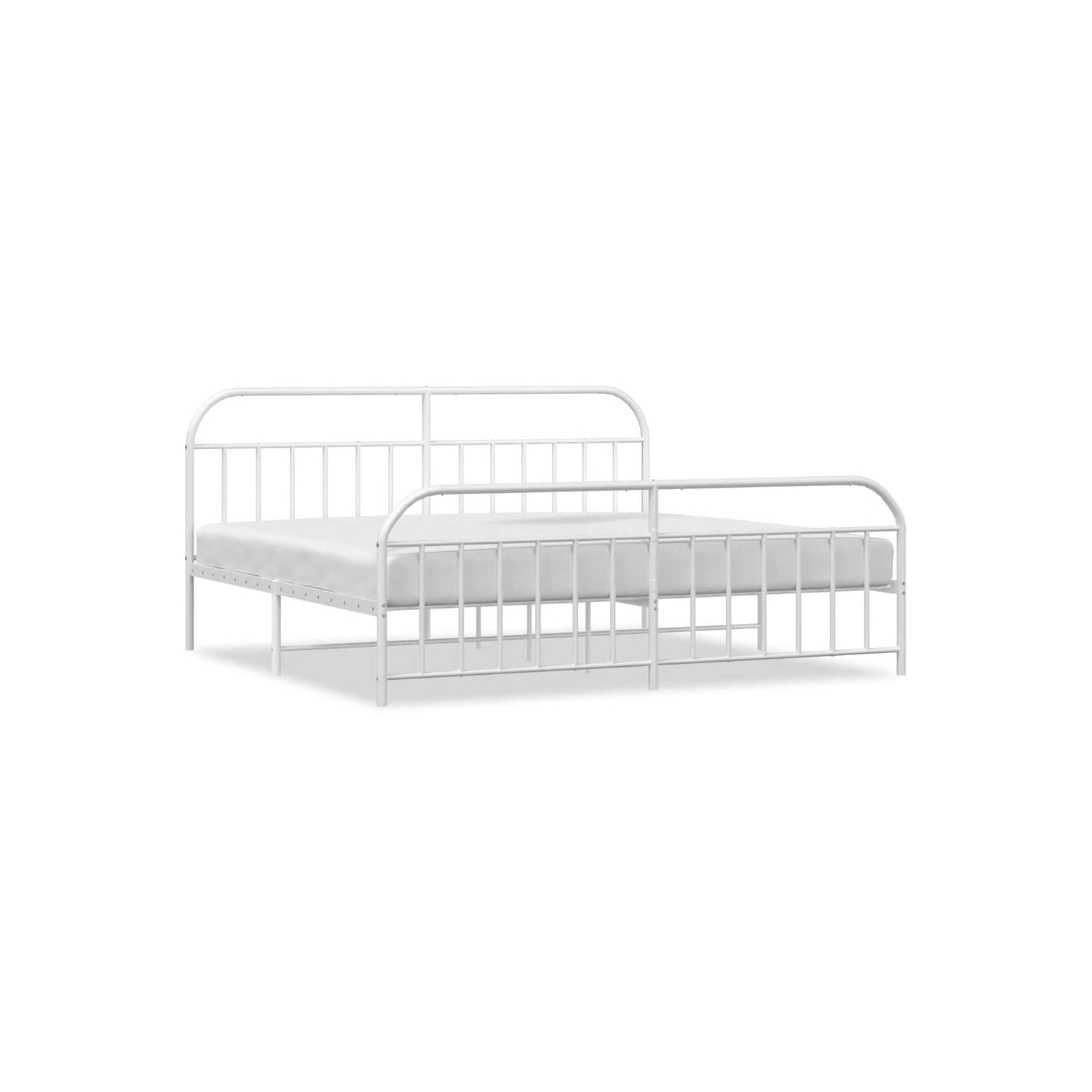 vidaXL 12" White King Size Metal Bed Frame with Headboard & Footboard No Mattress