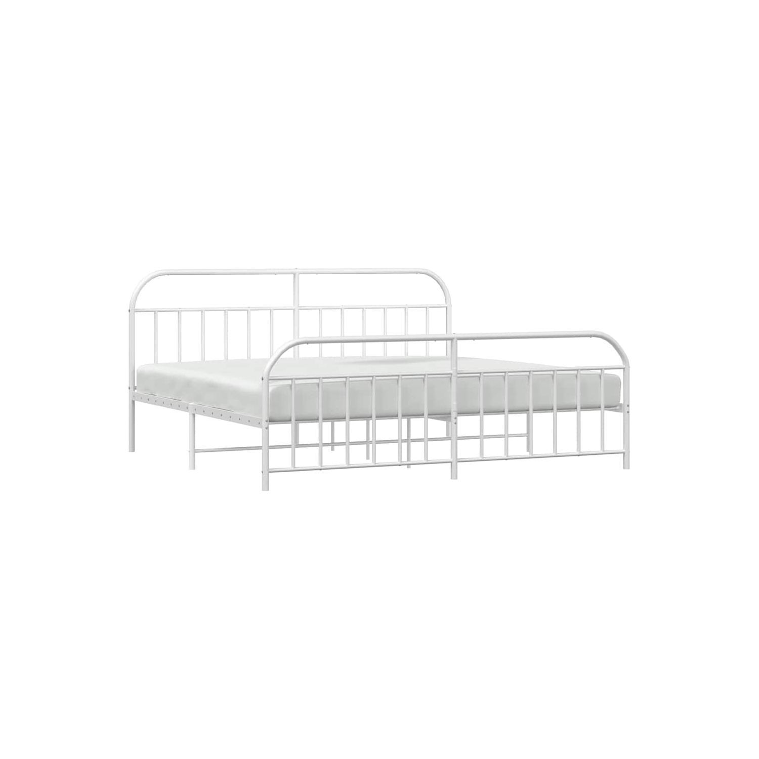 vidaXL 12" White King Size Metal Bed Frame with Headboard & Footboard No Mattress