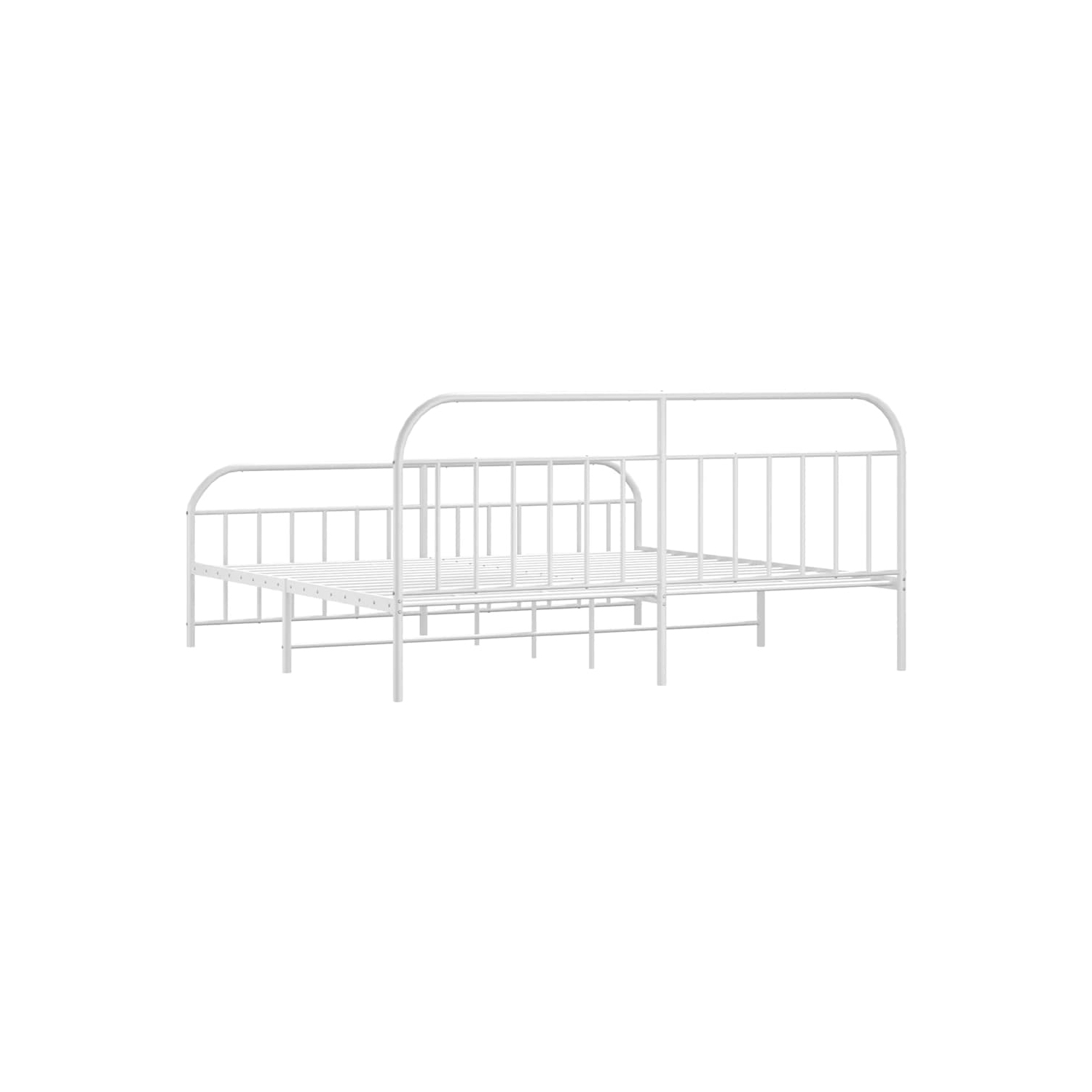 vidaXL 12" White King Size Metal Bed Frame with Headboard & Footboard No Mattress
