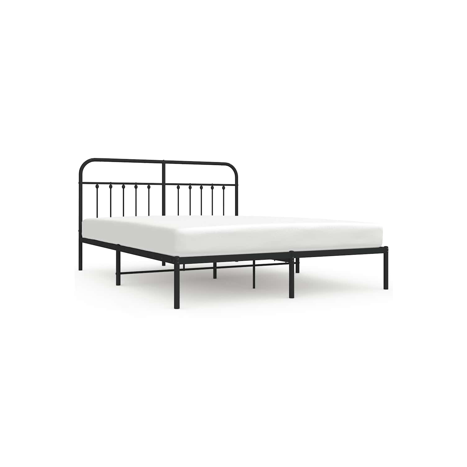 vidaXL Black California King Metal Bed Frame with Headboard & Slats, No Mattress, Easy Assembly