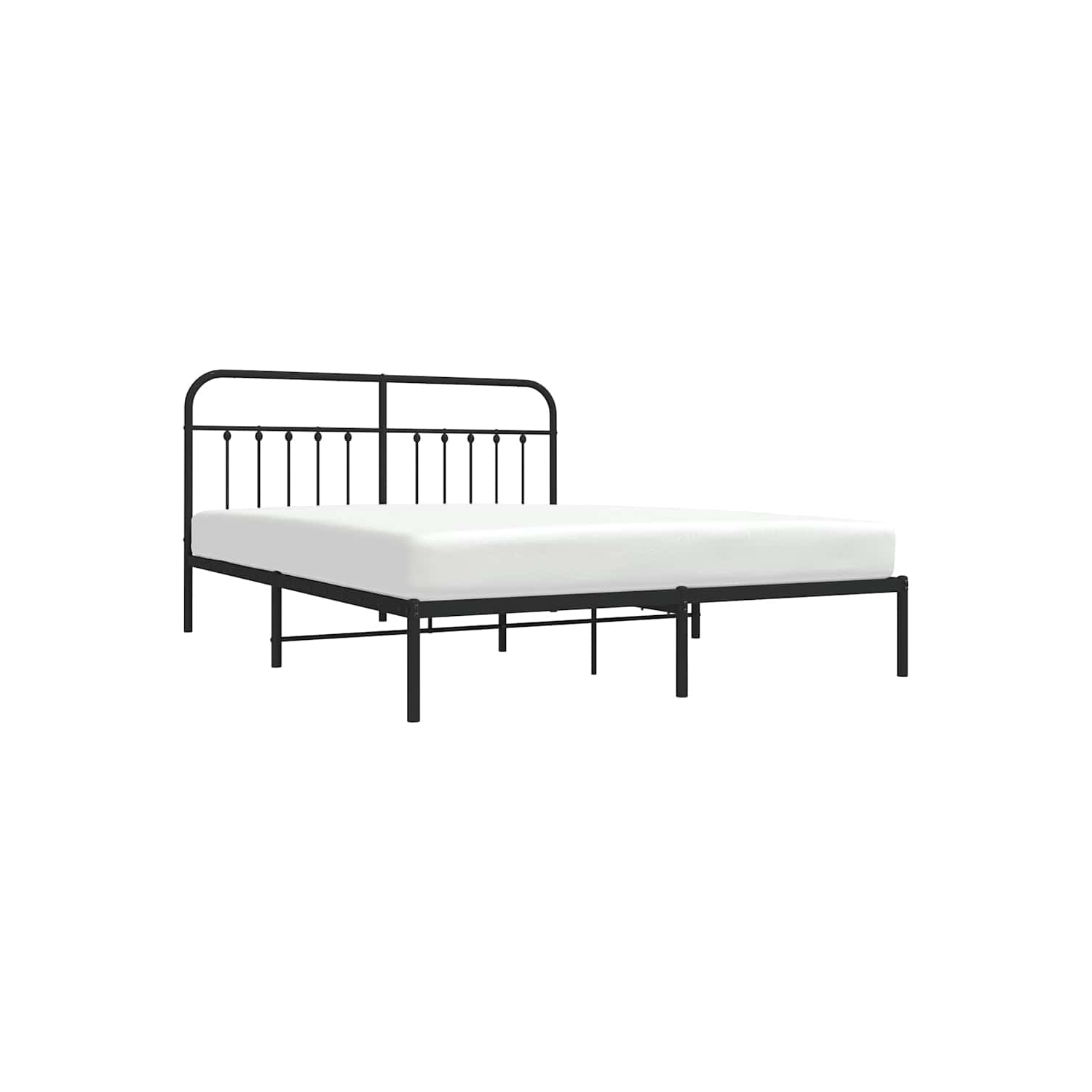 vidaXL Black California King Metal Bed Frame with Headboard & Slats, No Mattress, Easy Assembly