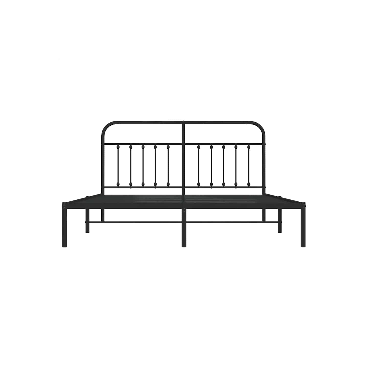 vidaXL Black California King Metal Bed Frame with Headboard & Slats, No Mattress, Easy Assembly