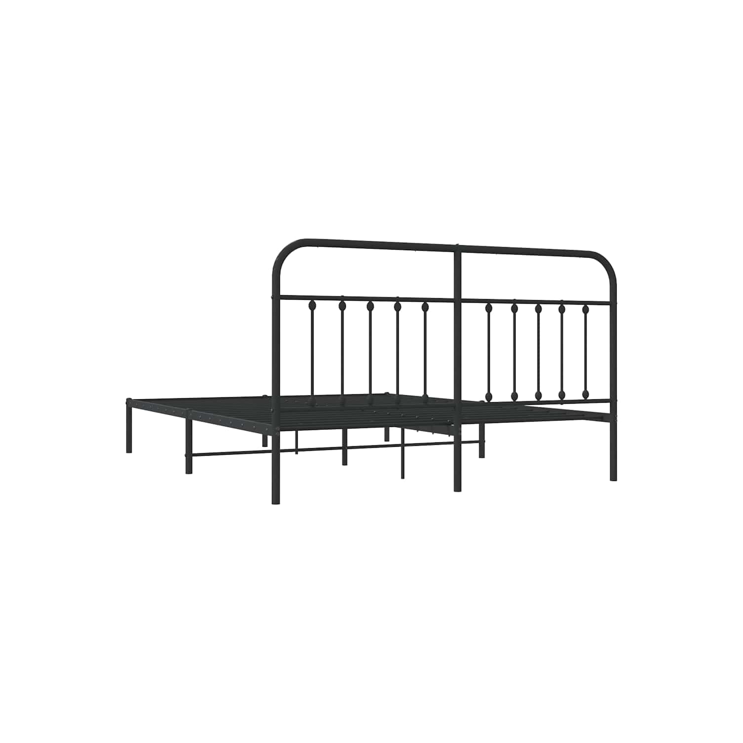 vidaXL Black California King Metal Bed Frame with Headboard & Slats, No Mattress, Easy Assembly