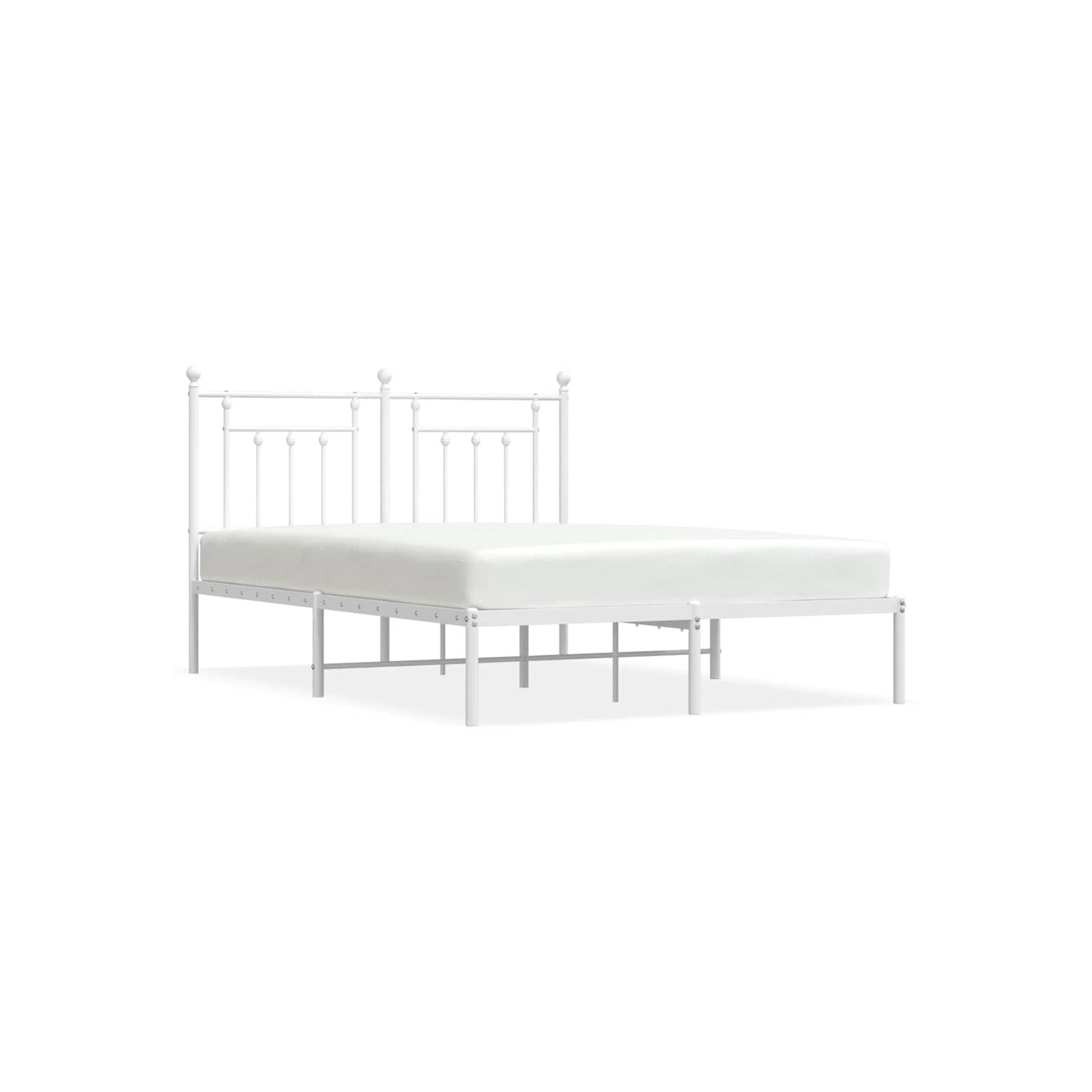 vidaXL 12" White Queen Metal Bed Frame with Headboard No Mattress