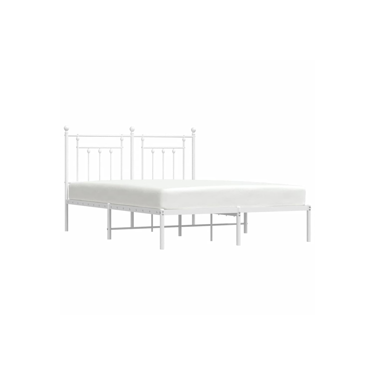 vidaXL 12" White Queen Metal Bed Frame with Headboard No Mattress