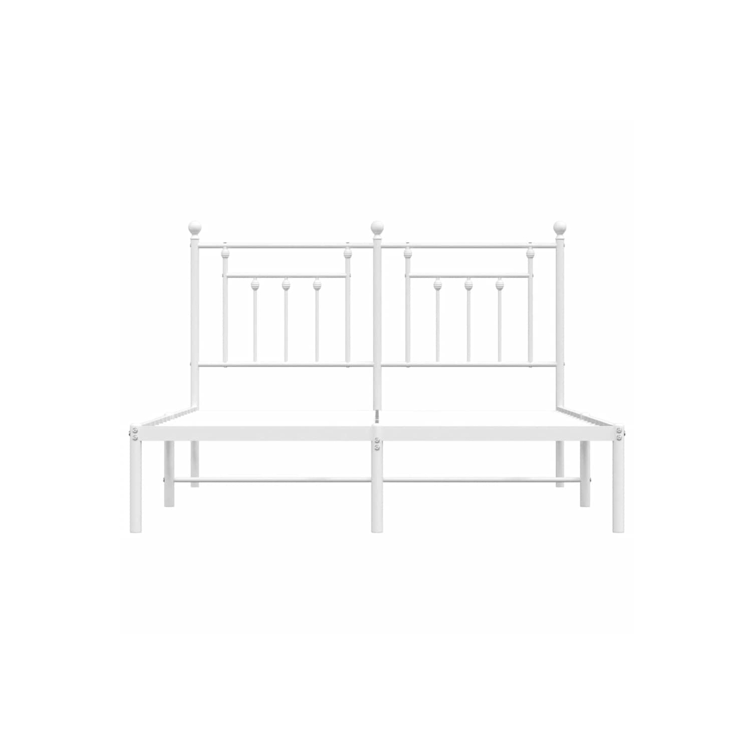 vidaXL 12" White Queen Metal Bed Frame with Headboard No Mattress
