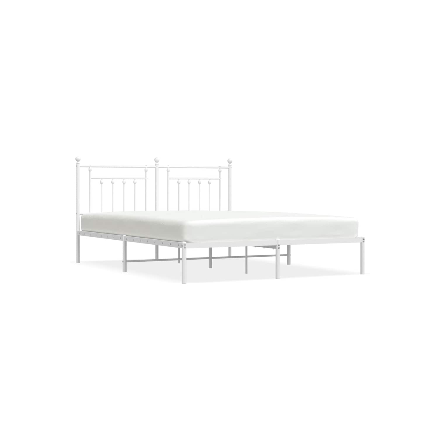 vidaXL 12" White California King Metal Bed Frame with Headboard No Mattress