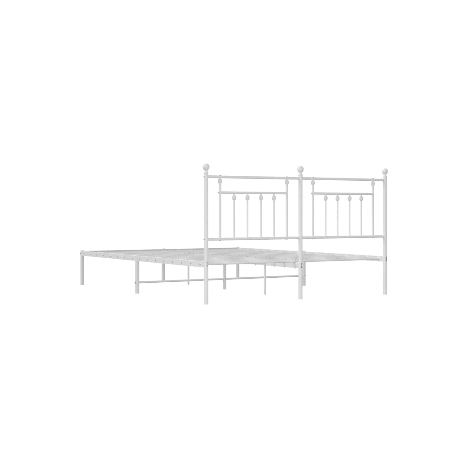 vidaXL 12" White California King Metal Bed Frame with Headboard No Mattress