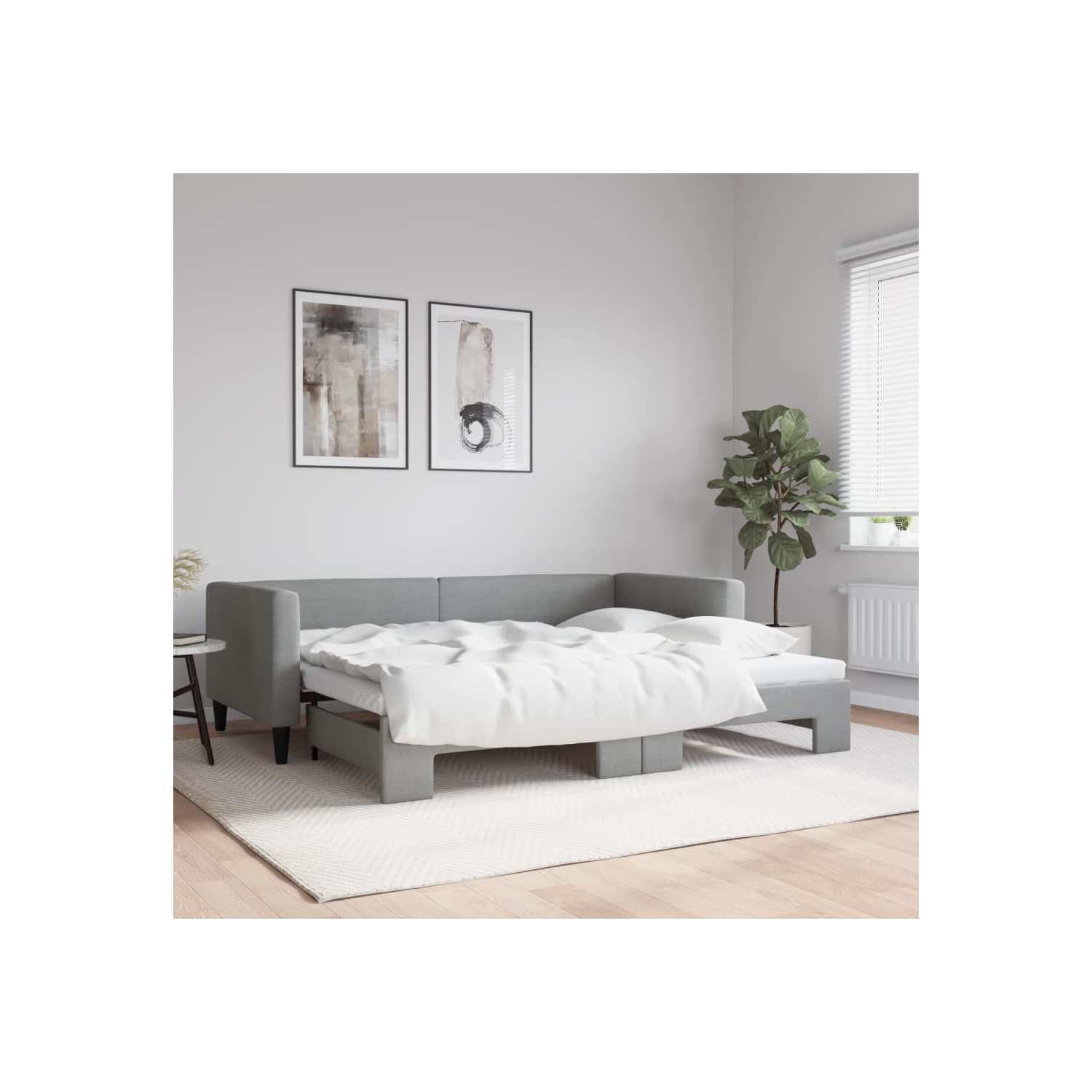 vidaXL Daybed with Trundle without Mattress Light Grey 100x190 cm