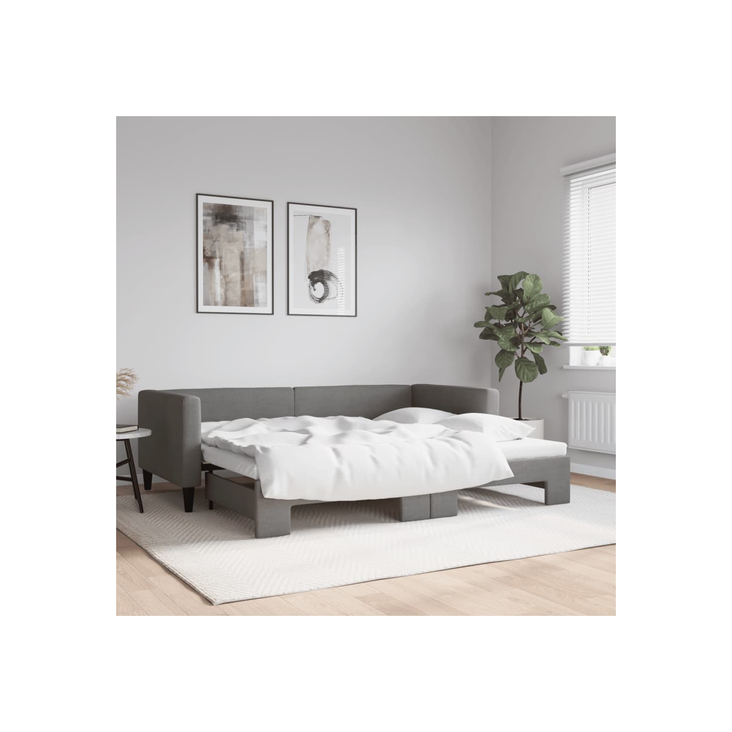 vidaXL Daybed with Trundle without Mattress Dark Grey 100x190 cm