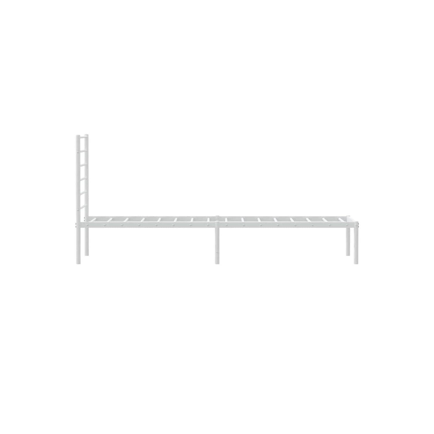 vidaXL White Twin Metal Bed Frame with Headboard & Slats, No Mattress, Easy Assembly