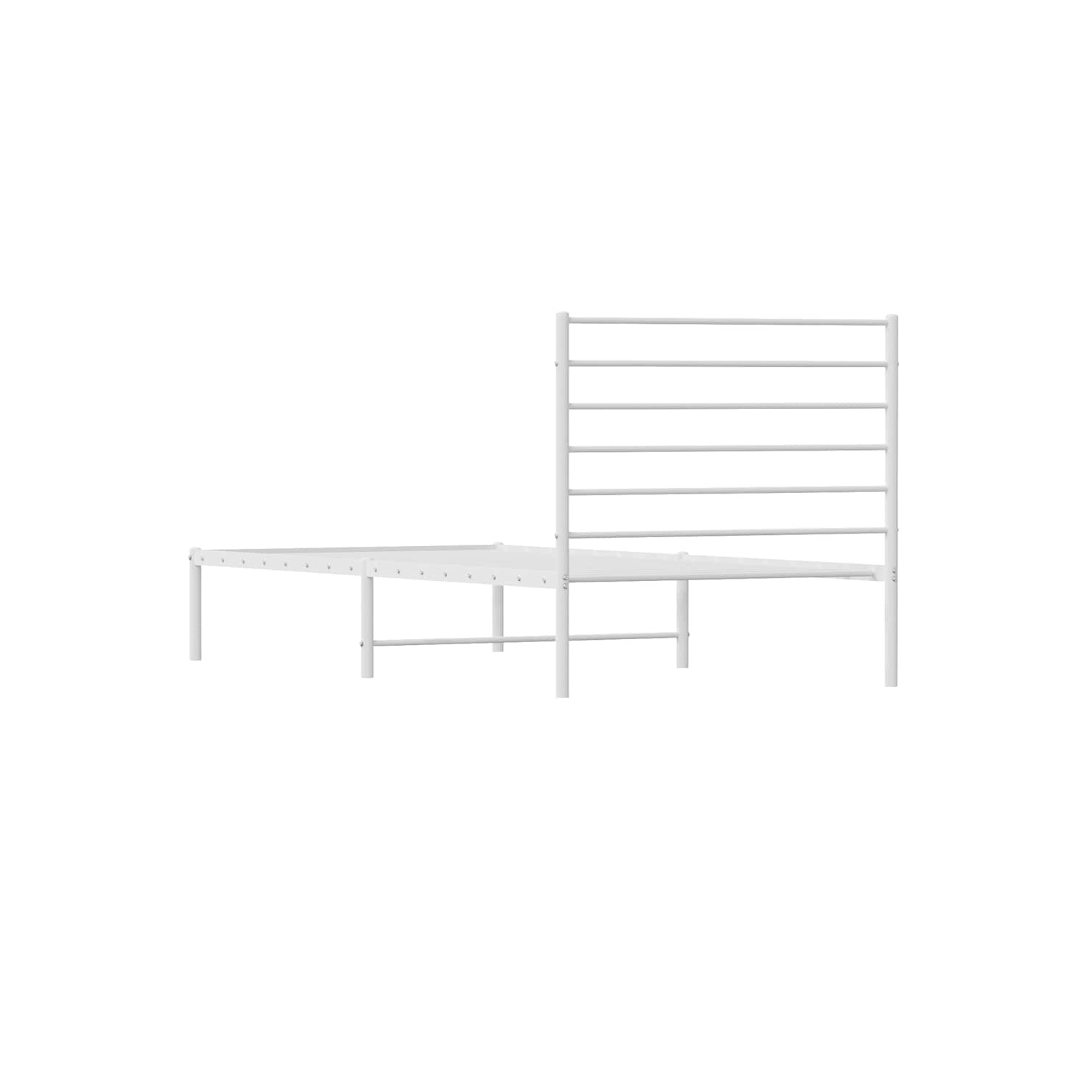 vidaXL White Twin Metal Bed Frame with Headboard & Slats, No Mattress, Easy Assembly