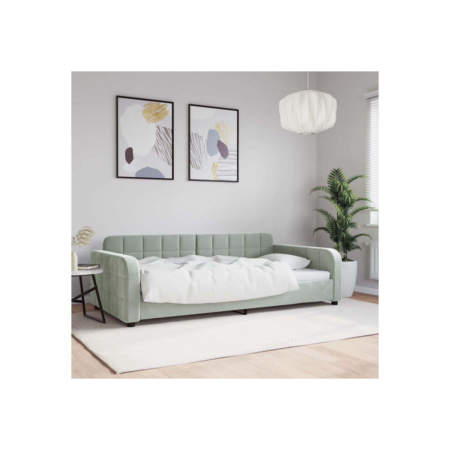 vidaXL Day Bed without Mattress Light Grey 100x190 cm Velvet