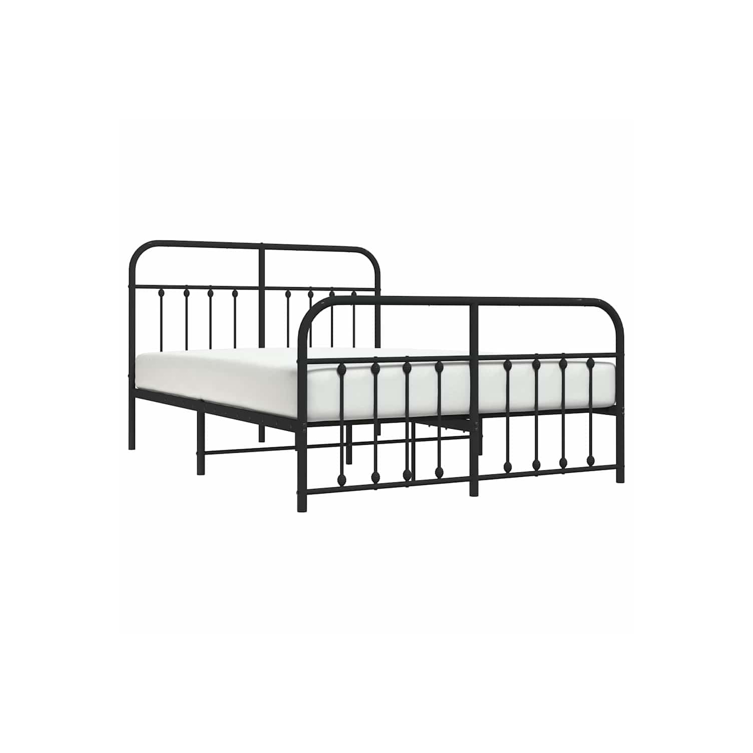 VidaXL – Cadre de grand lit en métal noir avec tête de lit et lattes, sans matelas, assemblage facile