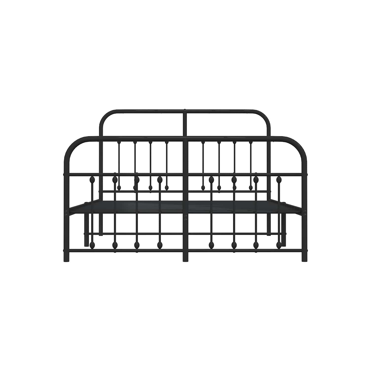 VidaXL – Cadre de grand lit en métal noir avec tête de lit et lattes, sans matelas, assemblage facile