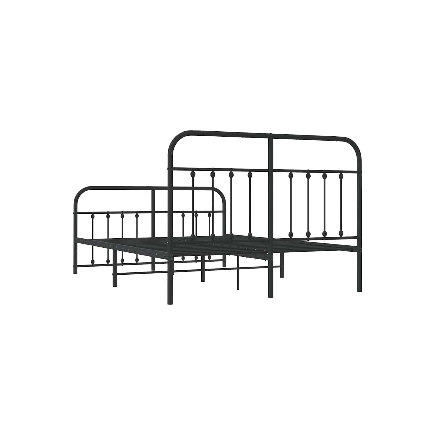 VidaXL – Cadre de grand lit en métal noir avec tête de lit et lattes, sans matelas, assemblage facile