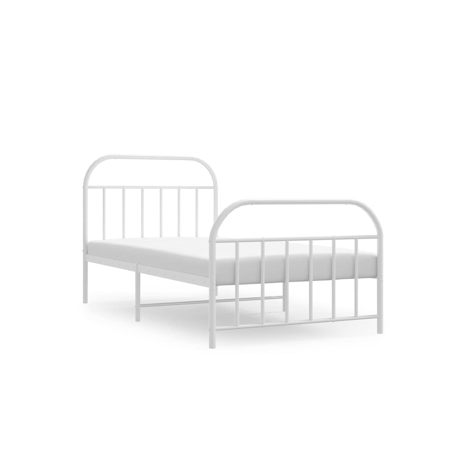 vidaXL 12" White Twin Metal Bed Frame with Headboard & Footboard No Mattress