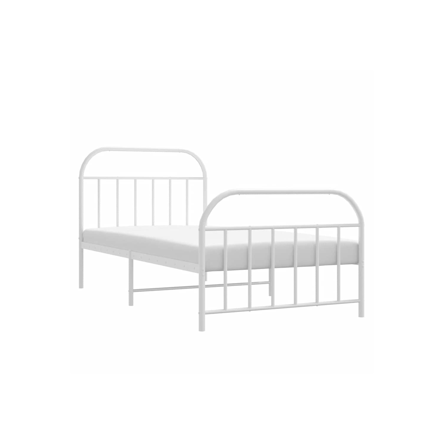 vidaXL 12" White Twin Metal Bed Frame with Headboard & Footboard No Mattress