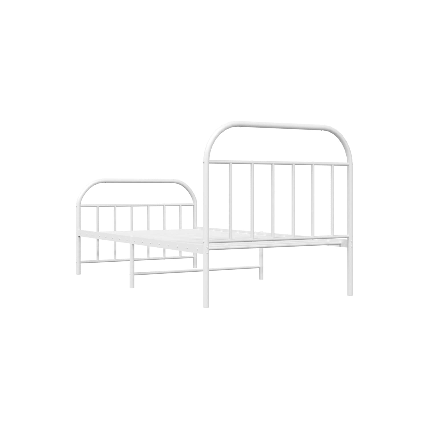 vidaXL 12" White Twin Metal Bed Frame with Headboard & Footboard No Mattress