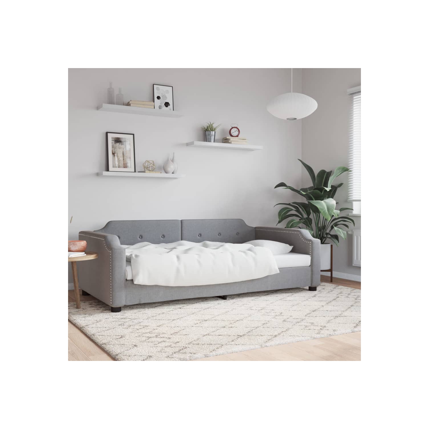 vidaXL Day Bed without Mattress Light Grey 100x190 cm Fabric