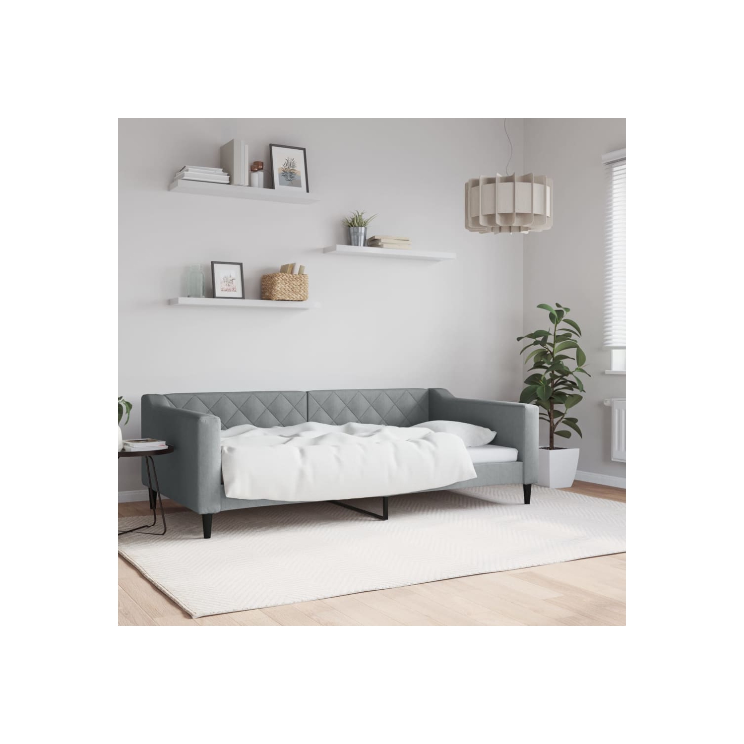 vidaXL Day Bed without Mattress Light Grey 100x190 cm Fabric