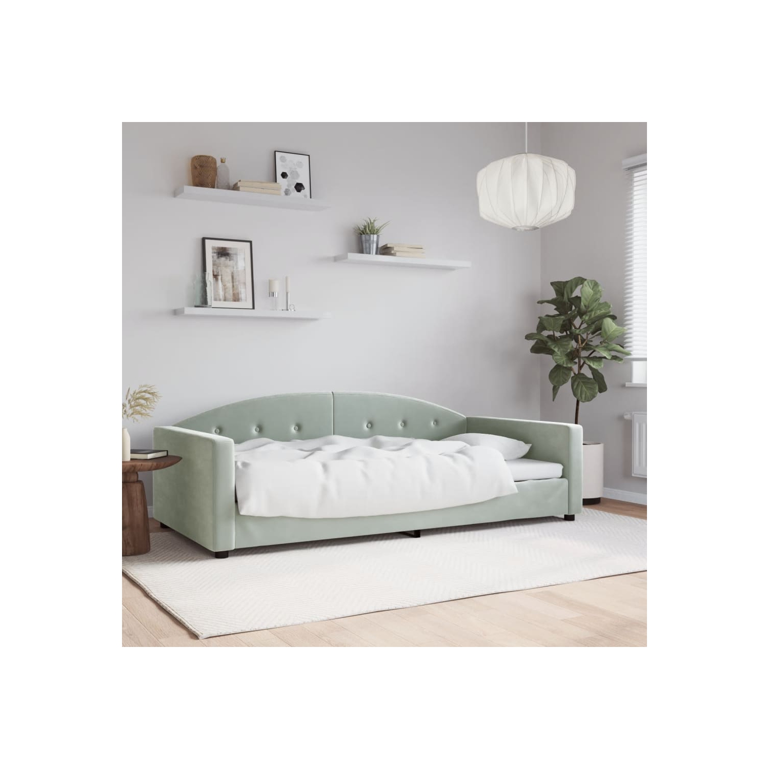 vidaXL Day Bed without Mattress Light Grey 100x190 cm Velvet
