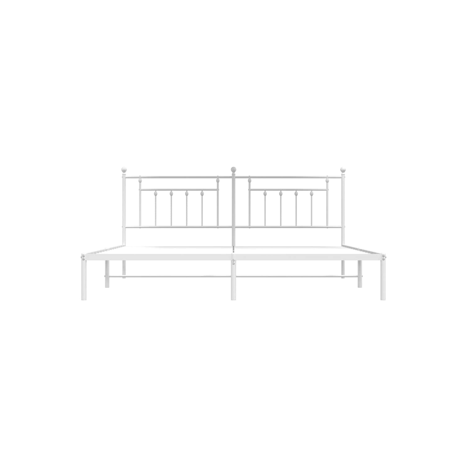vidaXL 12" White King Size Metal Bed Frame with Headboard No Mattress