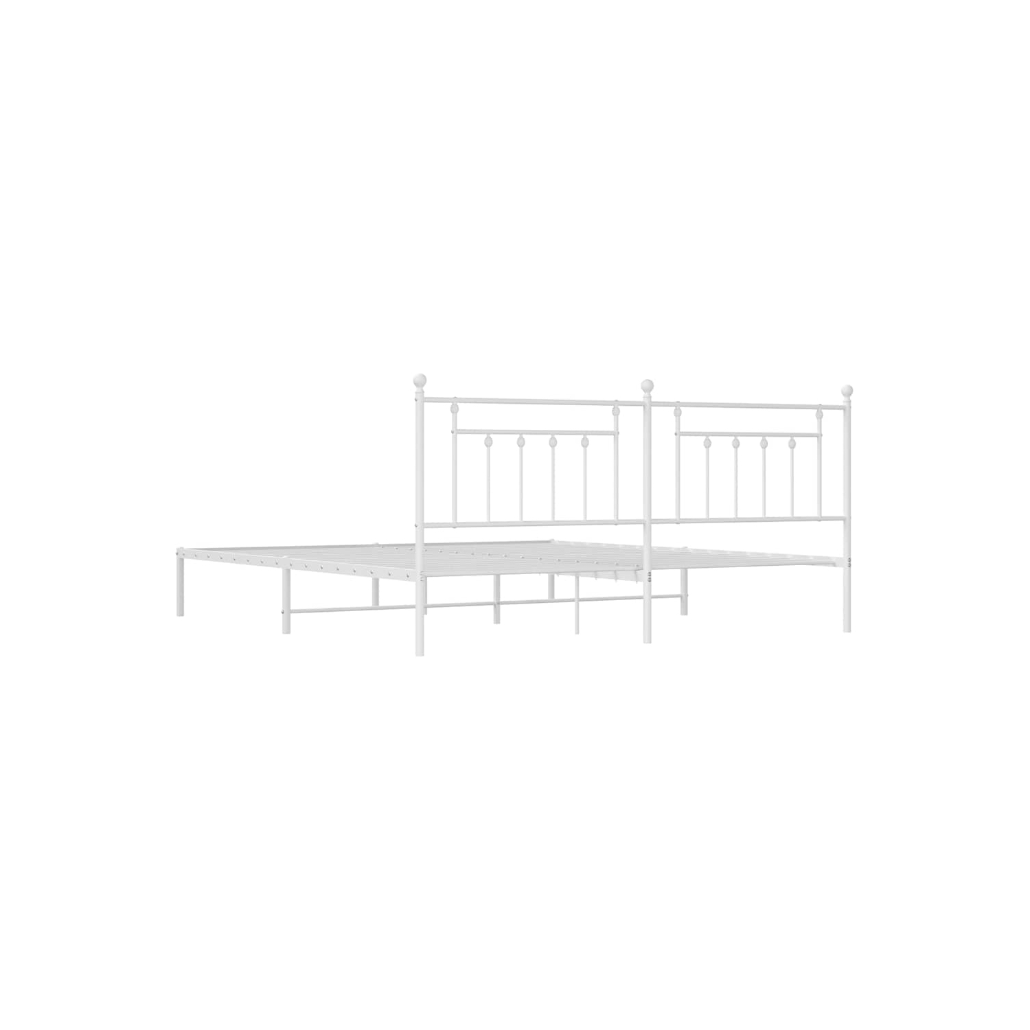 vidaXL 12" White King Size Metal Bed Frame with Headboard No Mattress