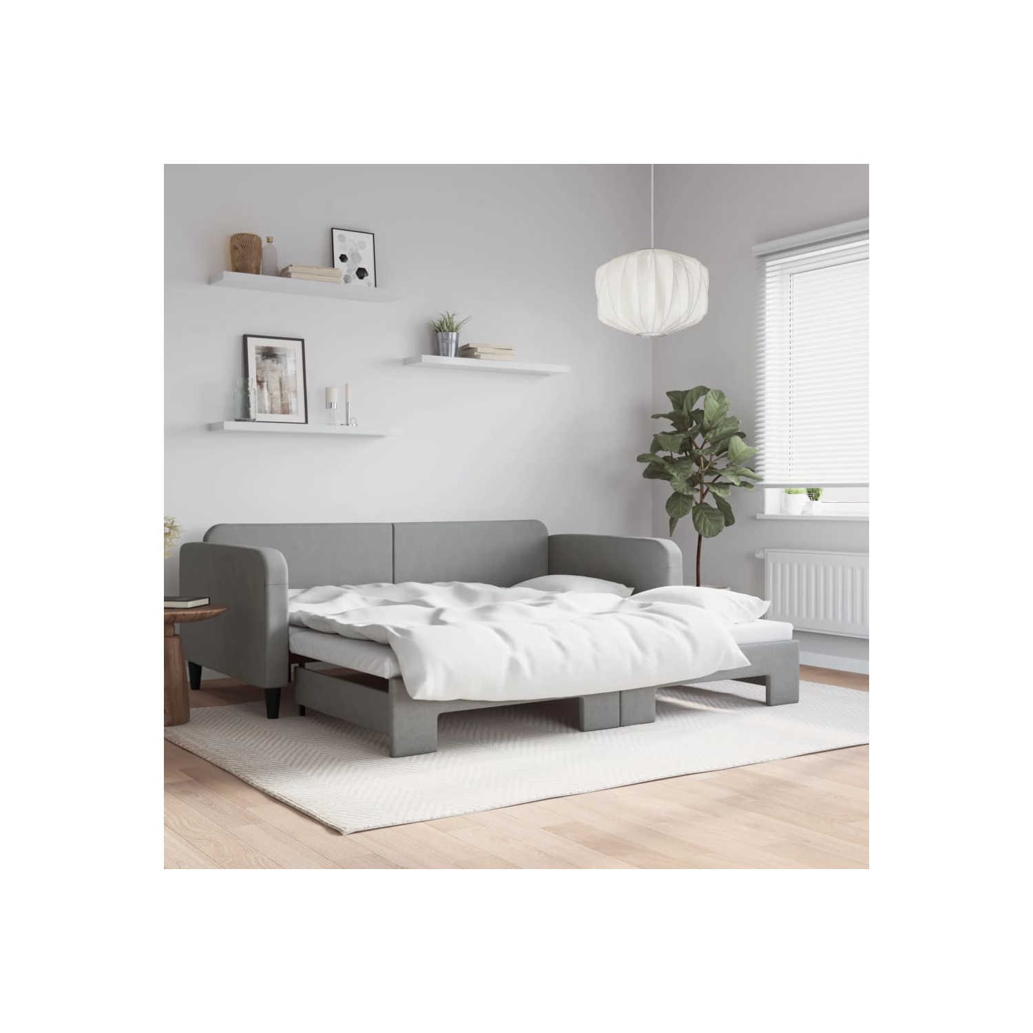 vidaXL Daybed with Trundle without Mattress Light Grey 100x190 cm