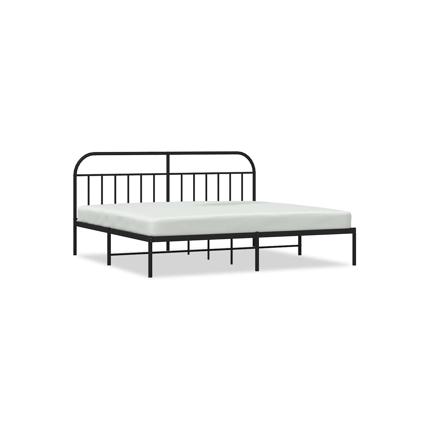 vidaXL 12" Black King Size Metal Bed Frame with Headboard No Mattress