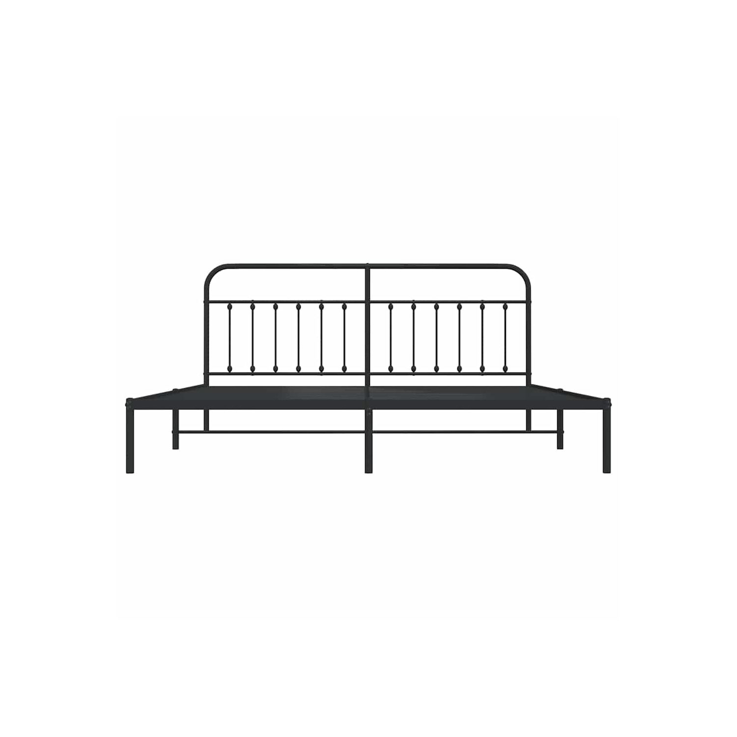 vidaXL Black King Metal Bed Frame with Headboard & Slats, No Mattress, Easy Assembly