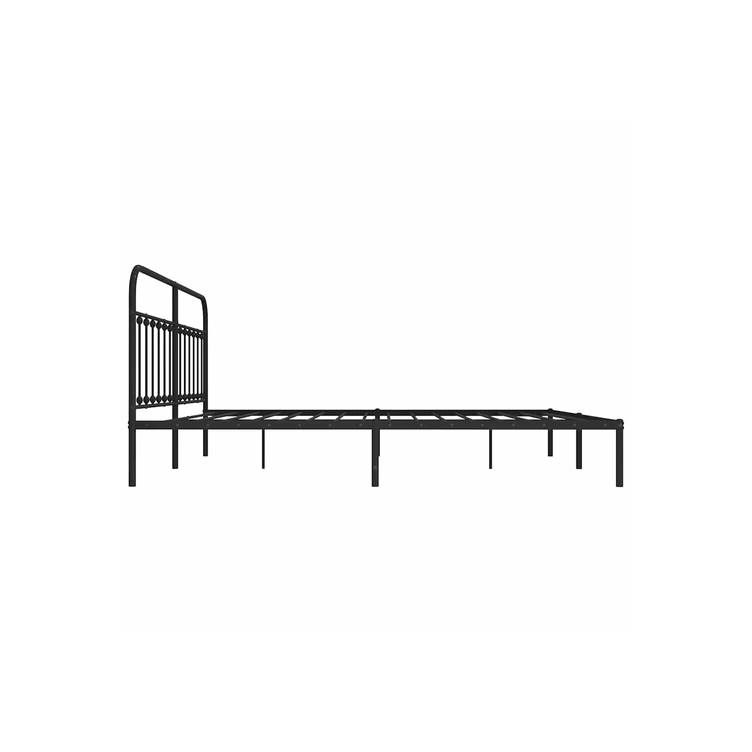 vidaXL Black King Metal Bed Frame with Headboard & Slats, No Mattress, Easy Assembly