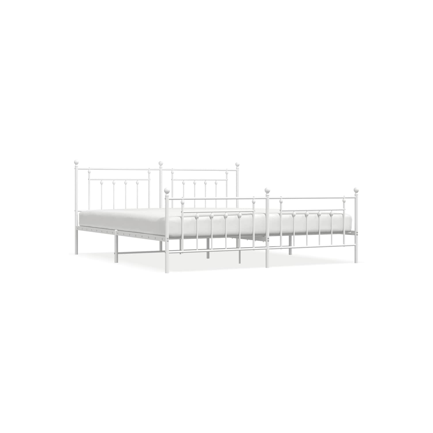 vidaXL 12" White King Size Metal Bed Frame with Headboard & Footboard No Mattress