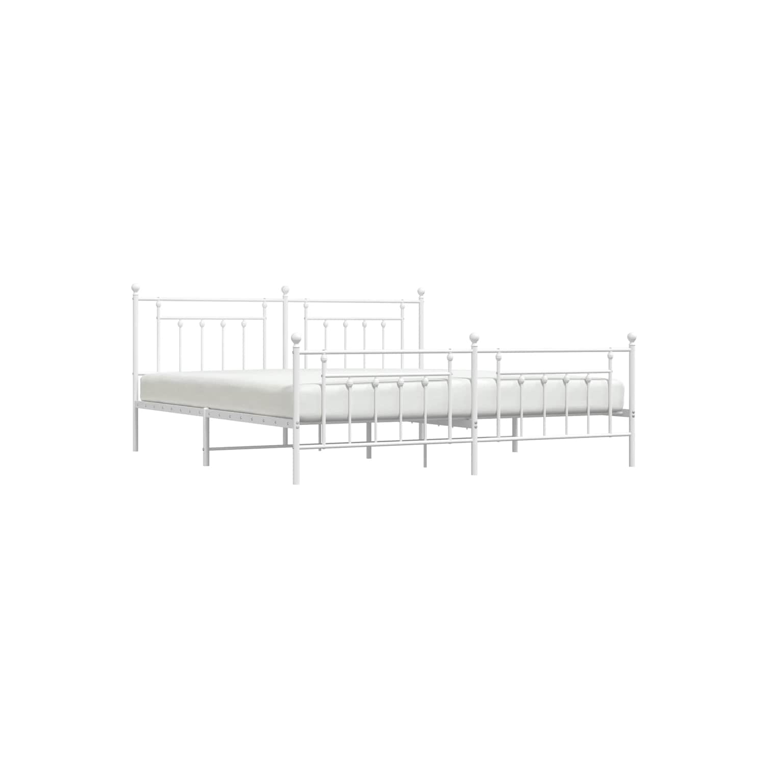vidaXL 12" White King Size Metal Bed Frame with Headboard & Footboard No Mattress