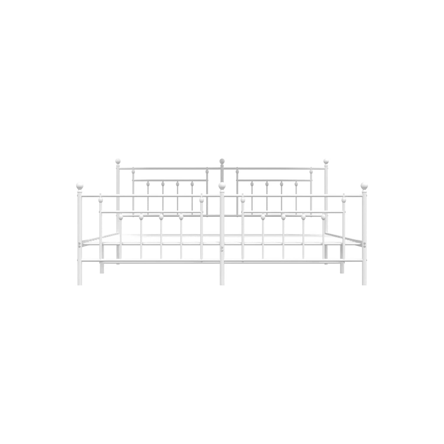 vidaXL 12" White King Size Metal Bed Frame with Headboard & Footboard No Mattress