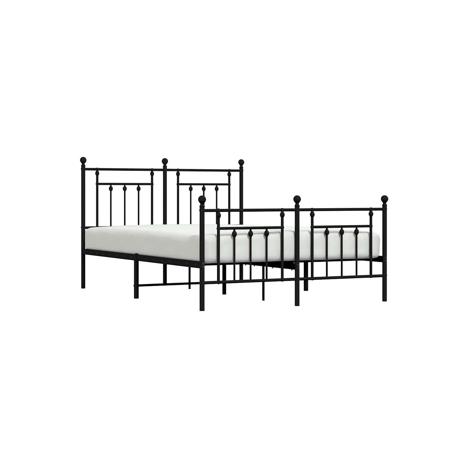 vidaXL 12" Black Queen Metal Bed Frame with Headboard & Footboard No Mattress