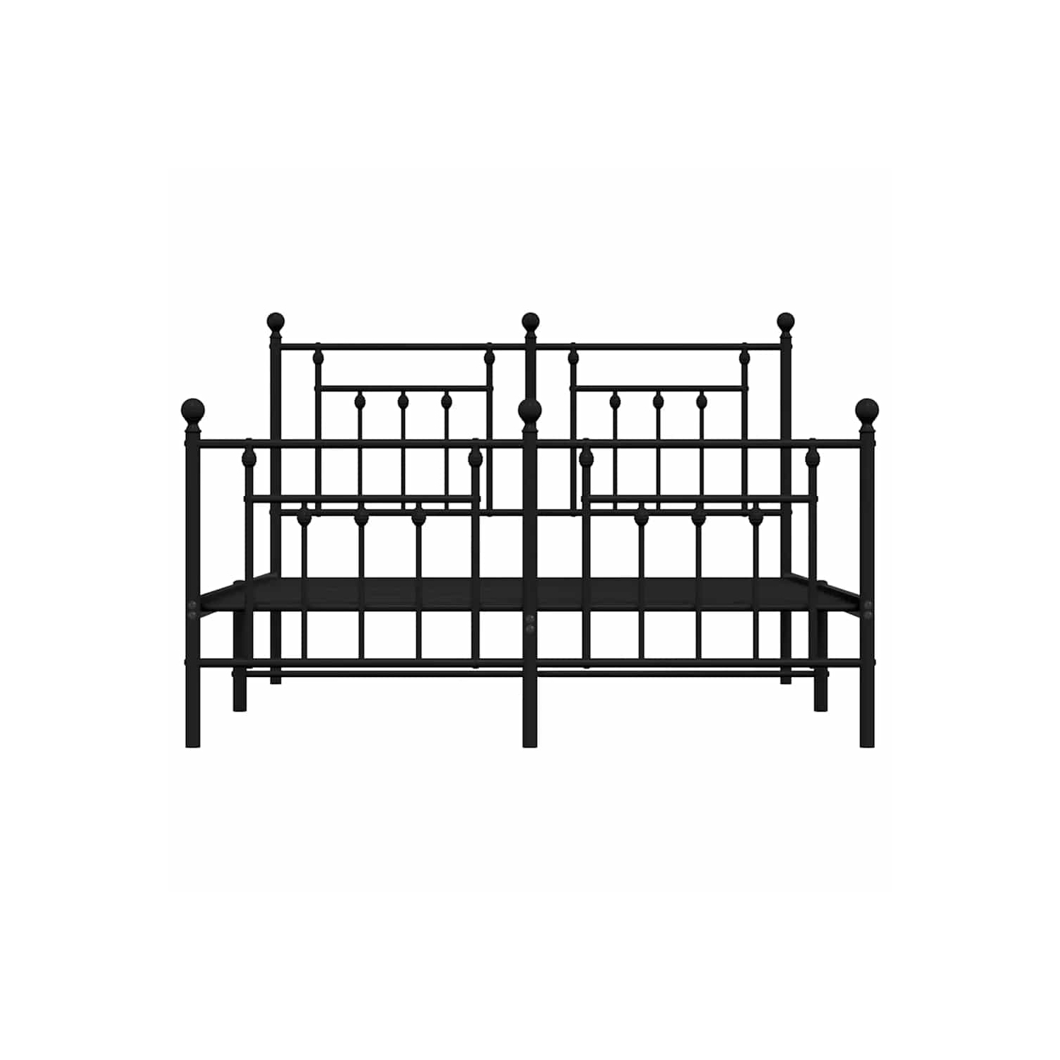 vidaXL 12" Black Queen Metal Bed Frame with Headboard & Footboard No Mattress