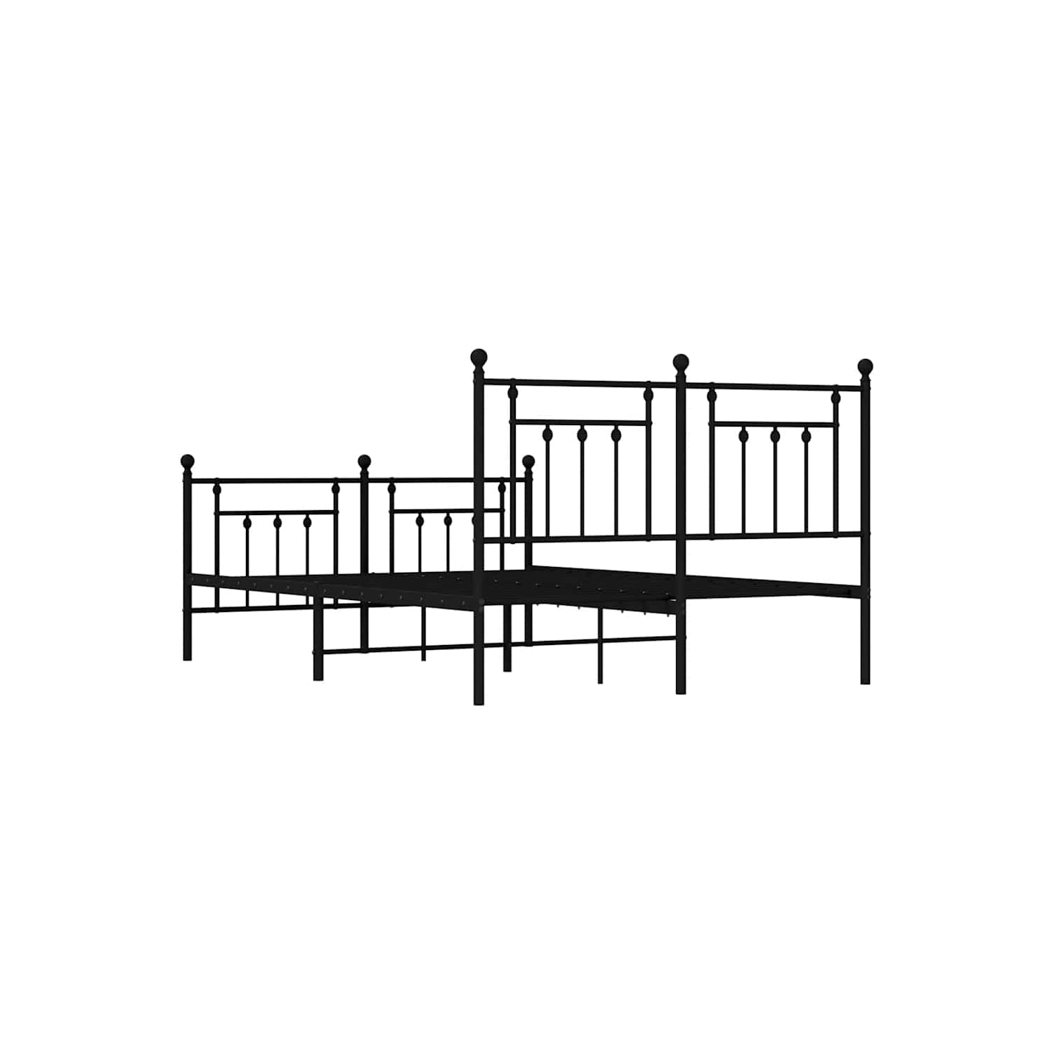 vidaXL 12" Black Queen Metal Bed Frame with Headboard & Footboard No Mattress