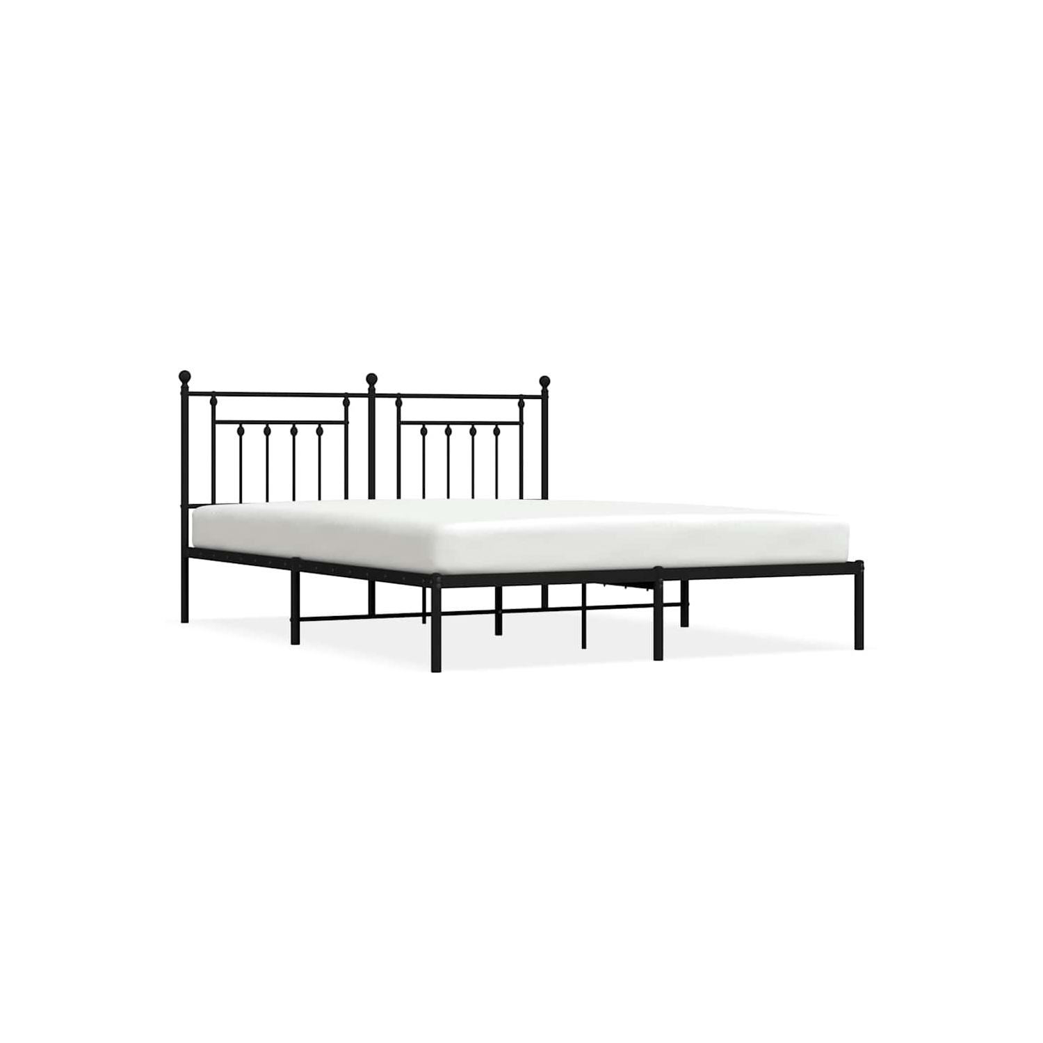 vidaXL 12" Black California King Metal Bed Frame with Headboard No Mattress