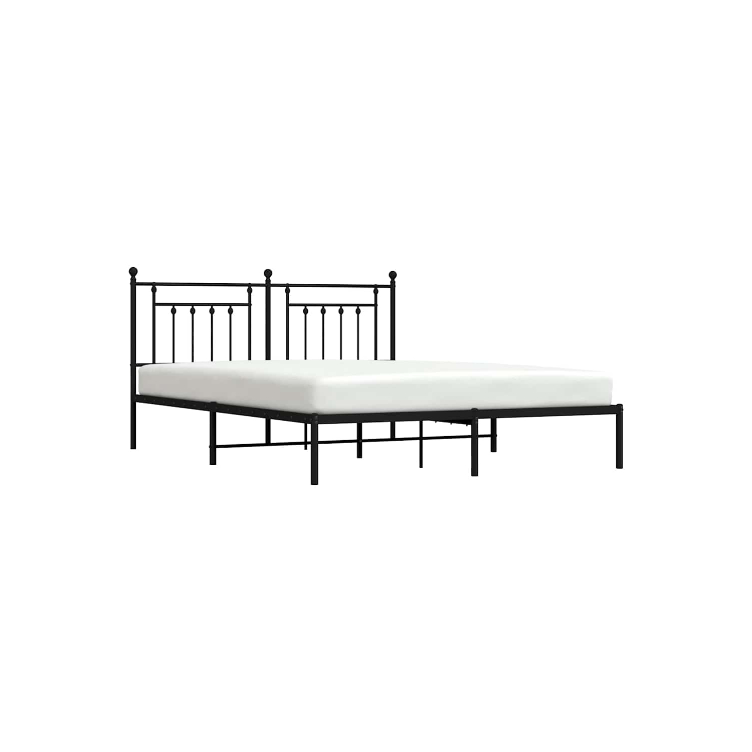 vidaXL 12" Black California King Metal Bed Frame with Headboard No Mattress
