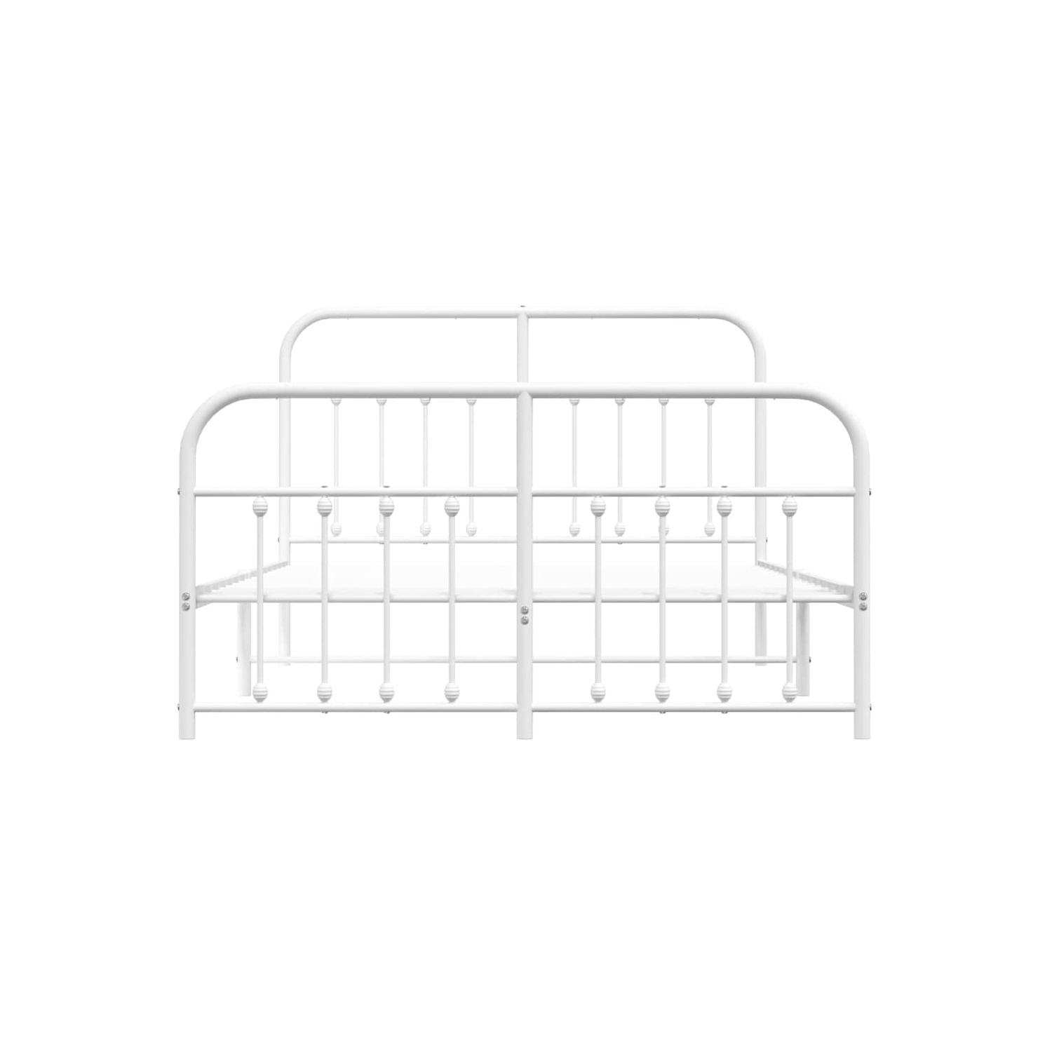 vidaXL White Full Metal Bed Frame with Headboard & Slats, No Mattress, Easy Assembly