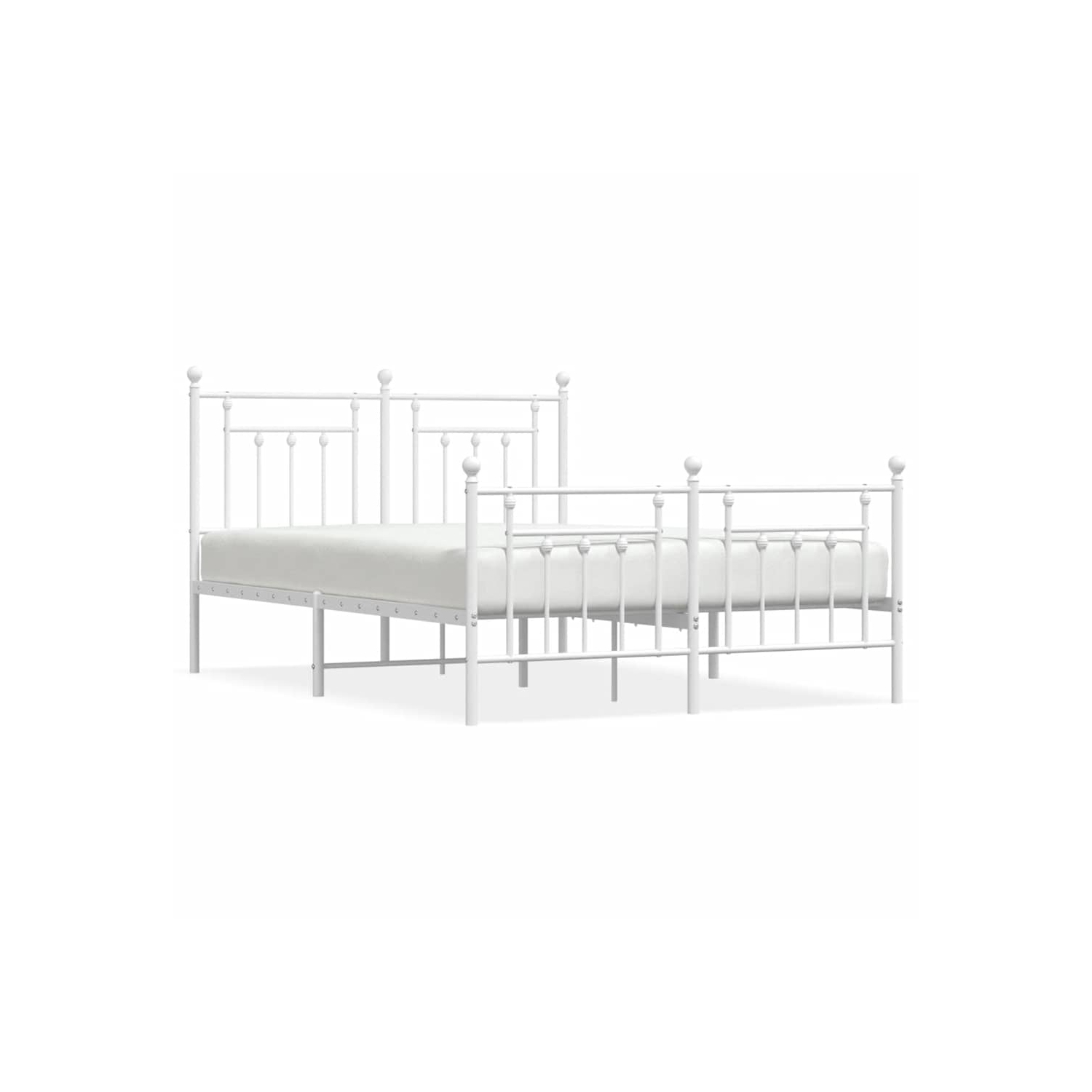 vidaXL 12" White Queen Metal Bed Frame with Headboard & Footboard No Mattress