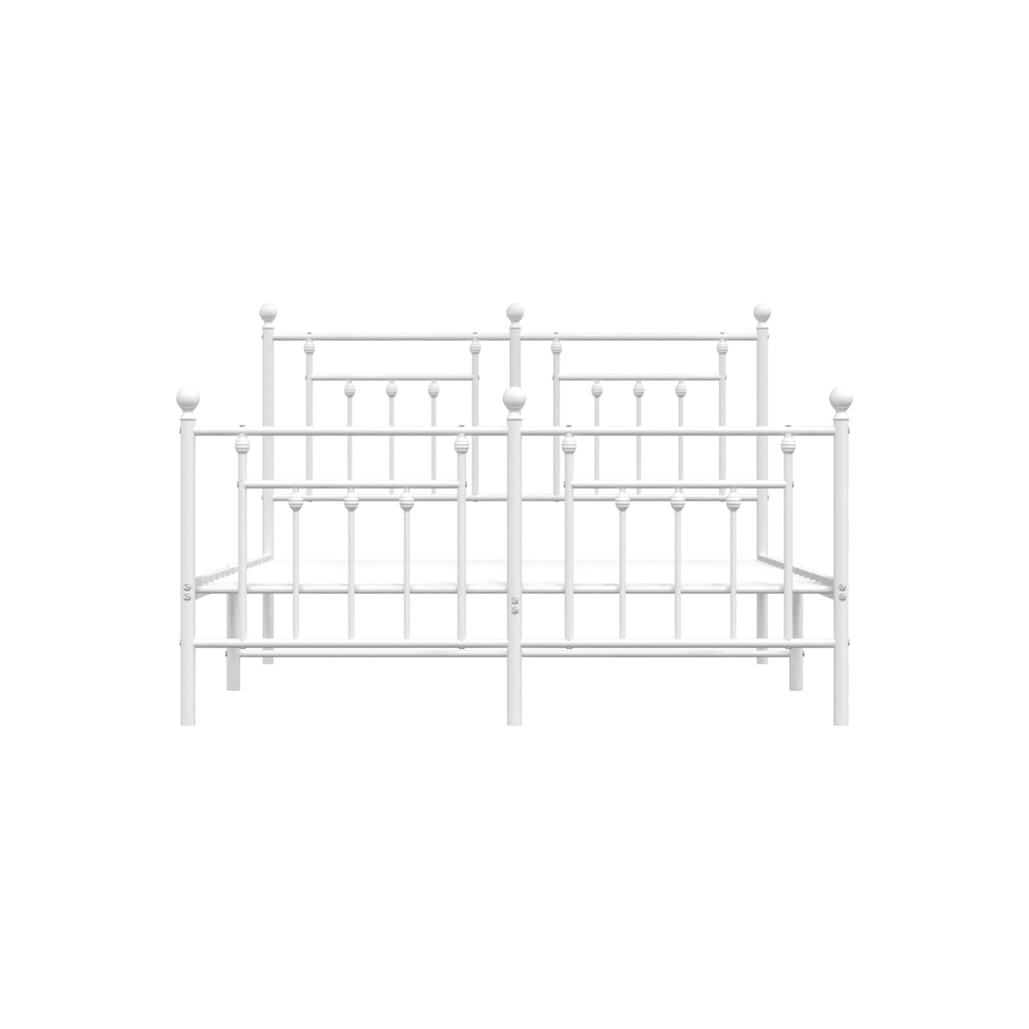 vidaXL 12" White Queen Metal Bed Frame with Headboard & Footboard No Mattress