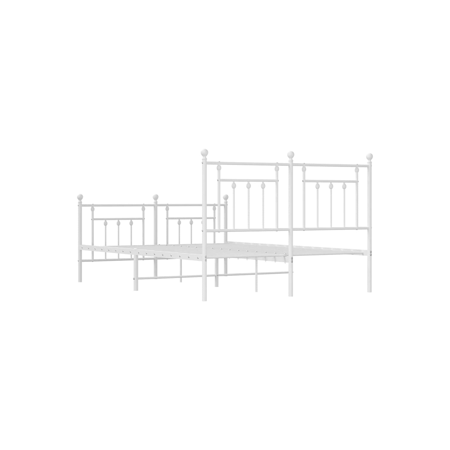 vidaXL 12" White Queen Metal Bed Frame with Headboard & Footboard No Mattress